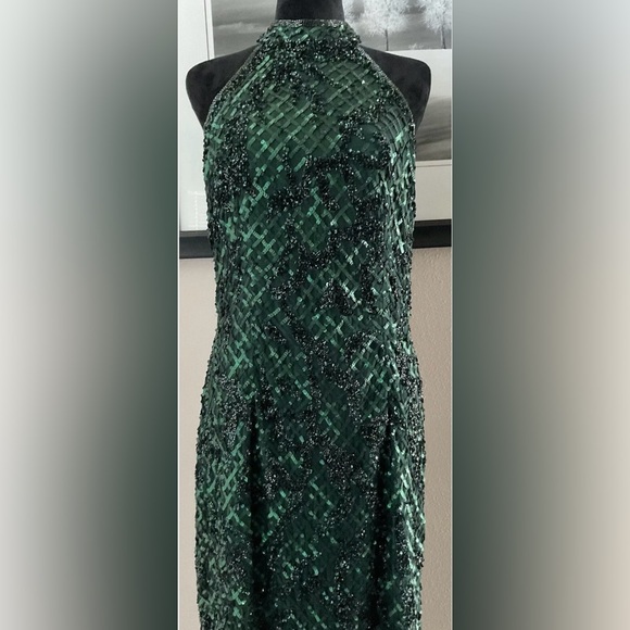 Mac Duggal Green Sequin Midi Dress - Picture 10 of 16